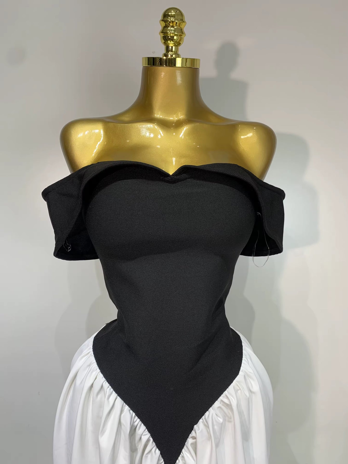 Off Shoulder Black And White Bandage Mermaid Long dress