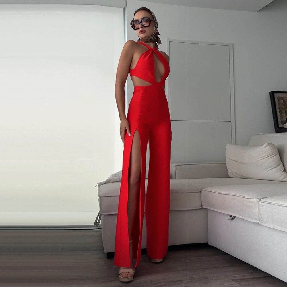 Bodycon Elegant Hollow Back Strap jumpsuit - REBECATHELABEL