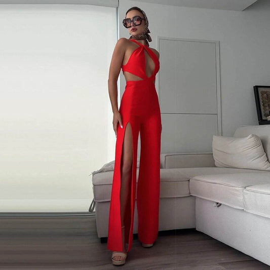 Bodycon Elegant Hollow Back Strap jumpsuit - REBECATHELABEL