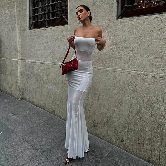 Mesh Fishtail Dress Summer Sexy Slim Fit Maxi Dress - REBECATHELABEL