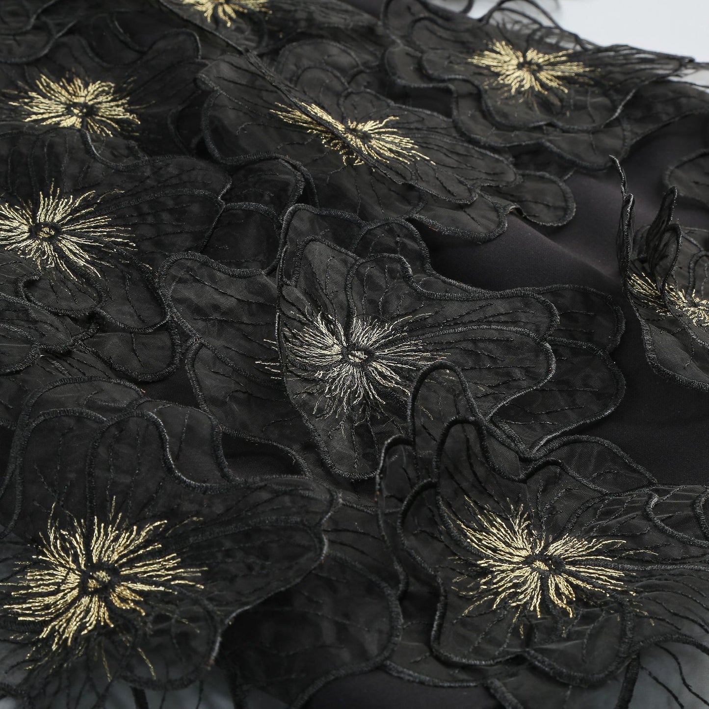 Sleeveless 3D Flowers Midi Bodycon Black Dress