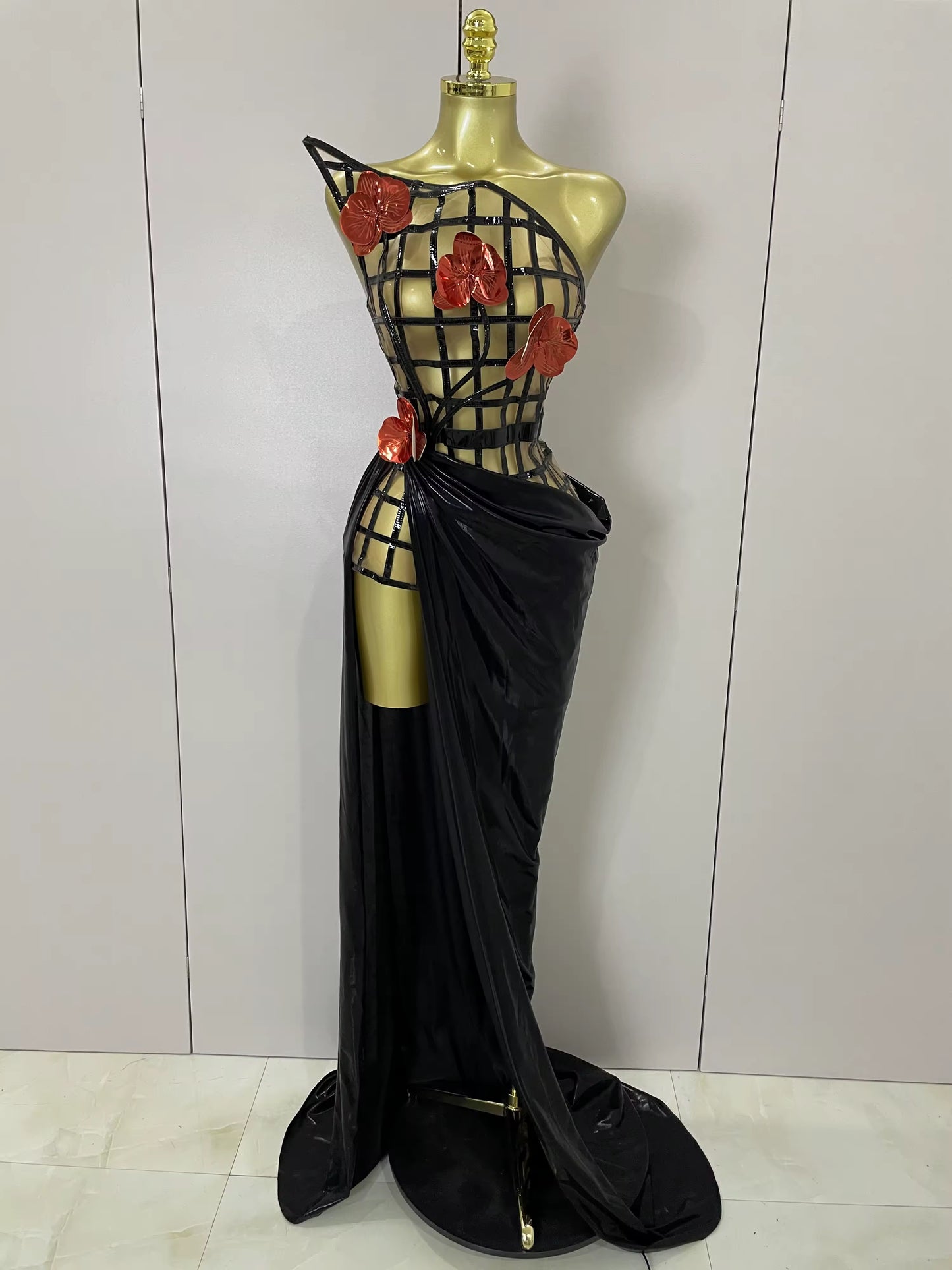 Mesh See Through Top Skirt Gloves Set