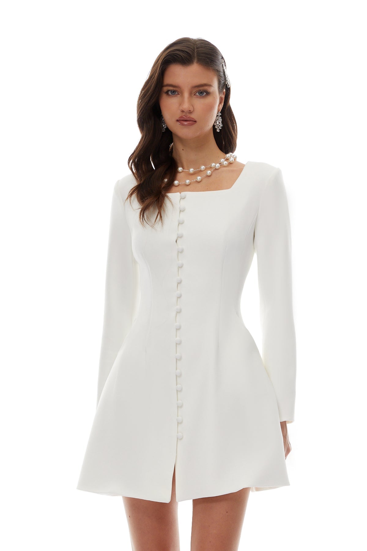 White Single Breasted Mini Dress