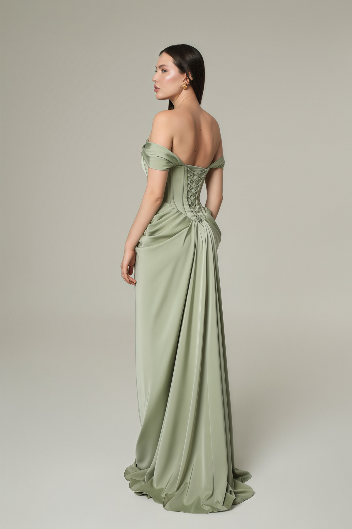 Green Halterneck Corset Maxi Gown