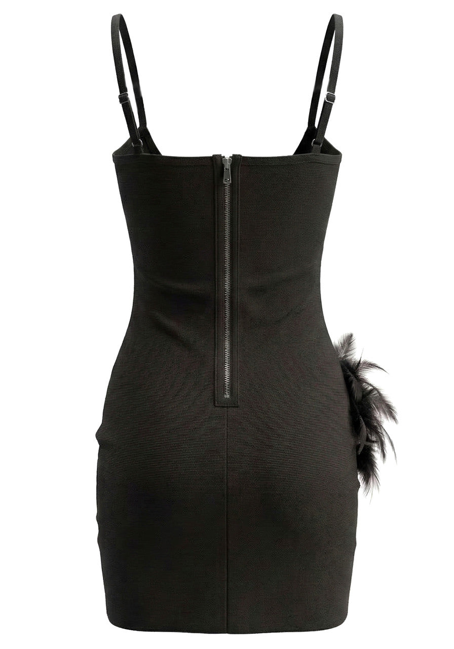 Crystal Feather Dress Black