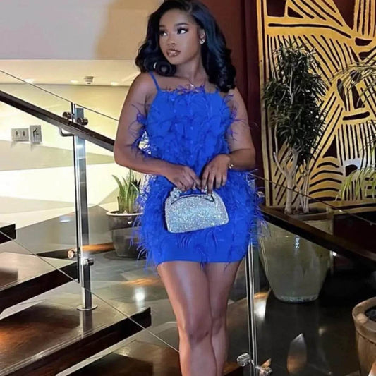 Barbie feather rhinestone mini dress - REBECATHELABEL