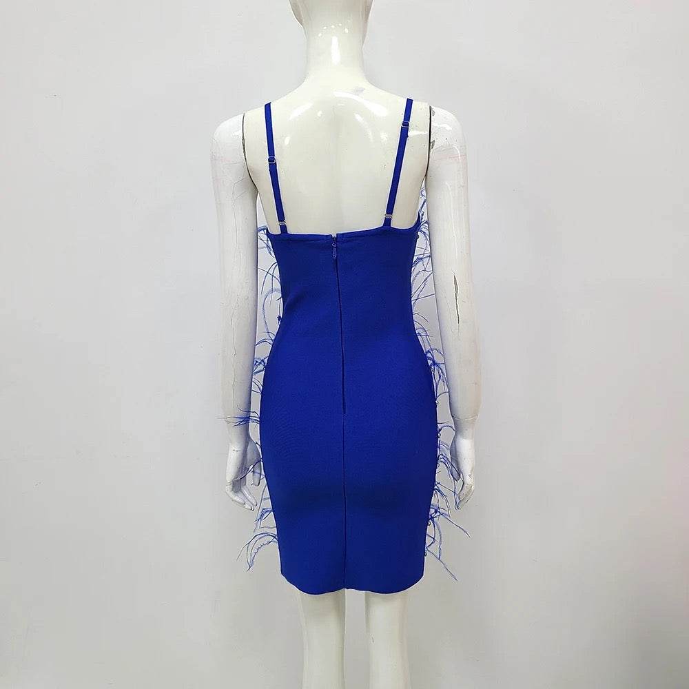 Barbie feather rhinestone mini dress - REBECATHELABEL