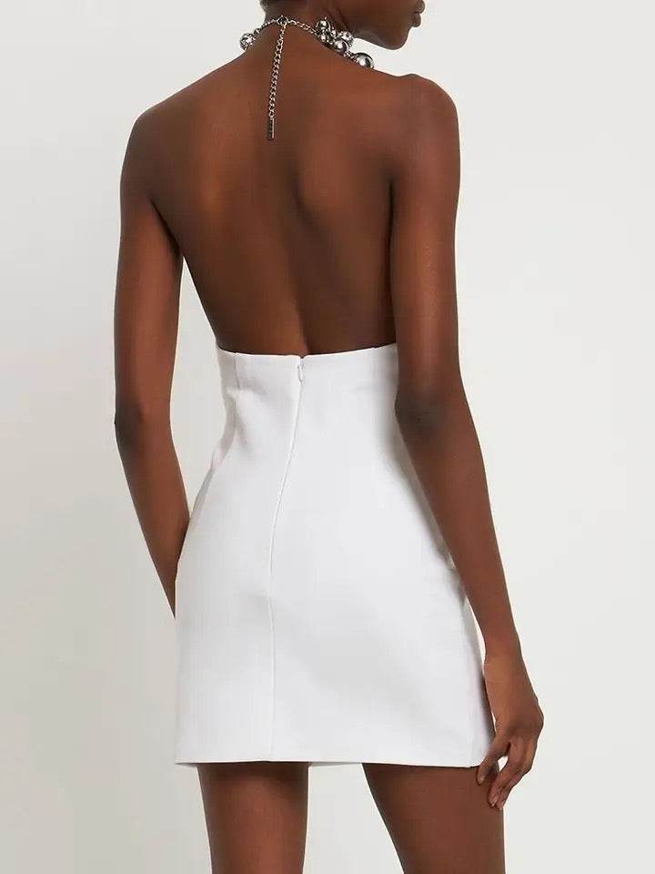 Beaded Neck Hanging Hollow dress - REBECATHELABEL