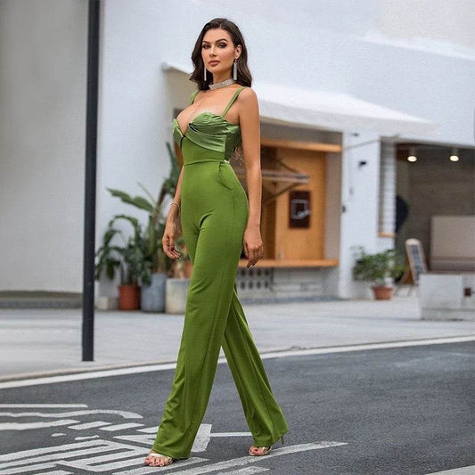 Bella Satin Bust Flare Jumpsuit - REBECATHELABEL