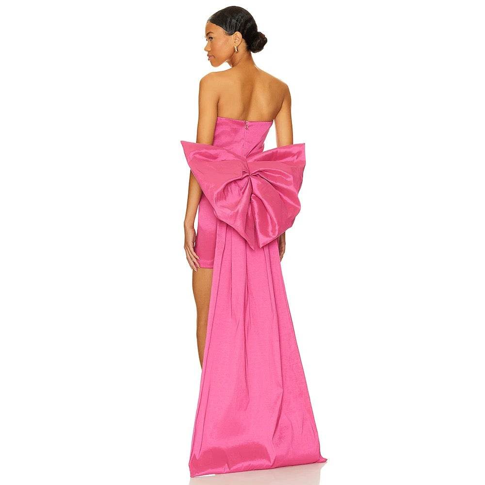 Big Bow Strapless Sexy Draping Mini Dress - REBECATHELABEL