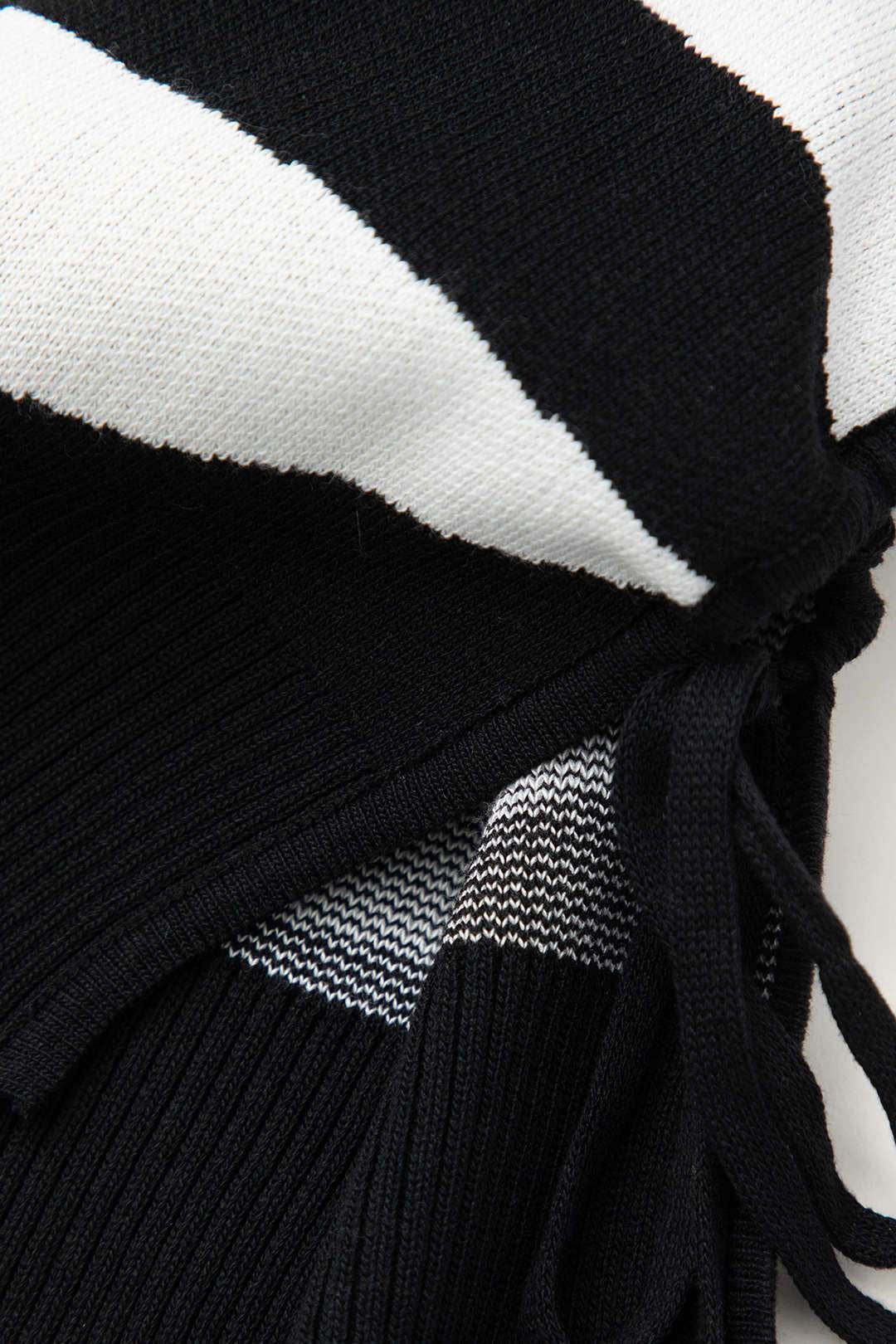 Black And White Knit Sleeveless Top And High Waisted Shorts Set - REBECATHELABEL