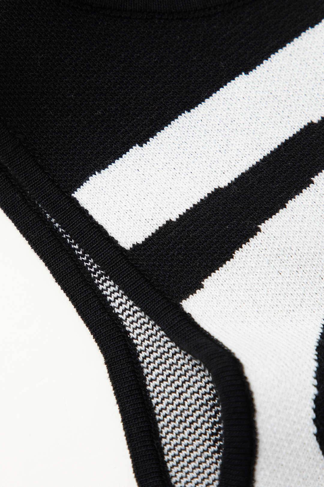 Black And White Knit Sleeveless Top And High Waisted Shorts Set - REBECATHELABEL