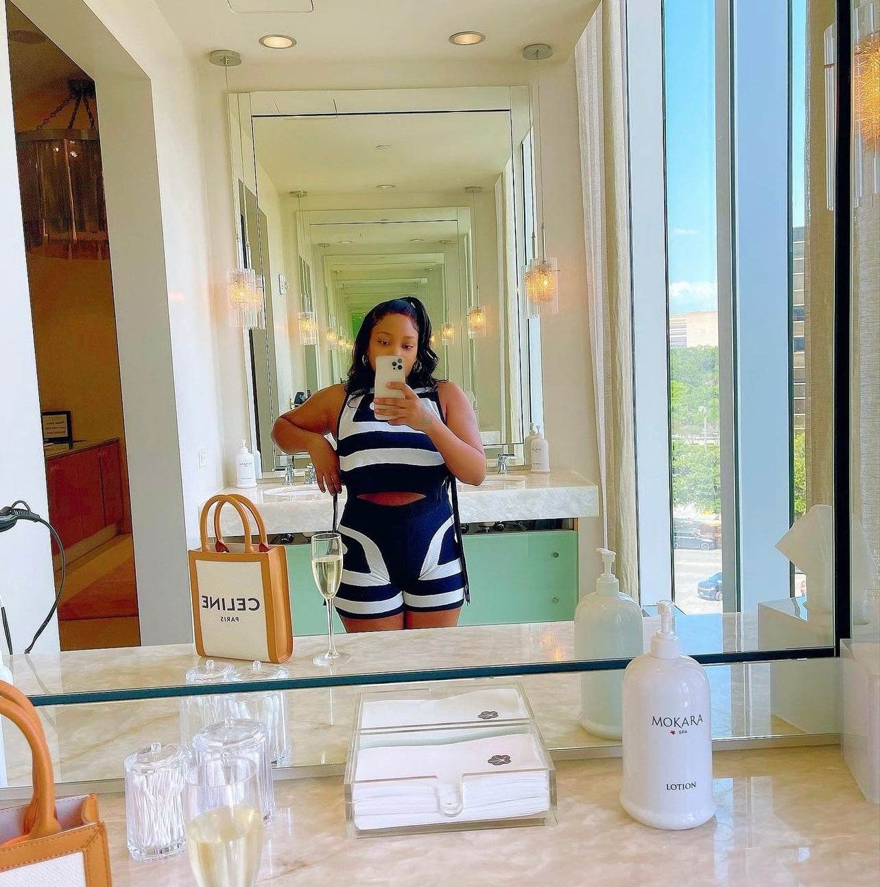 Black And White Knit Sleeveless Top And High Waisted Shorts Set - REBECATHELABEL