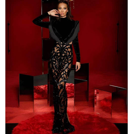 Black Luxury Elegant Mermaid Prom Dress - REBECATHELABEL