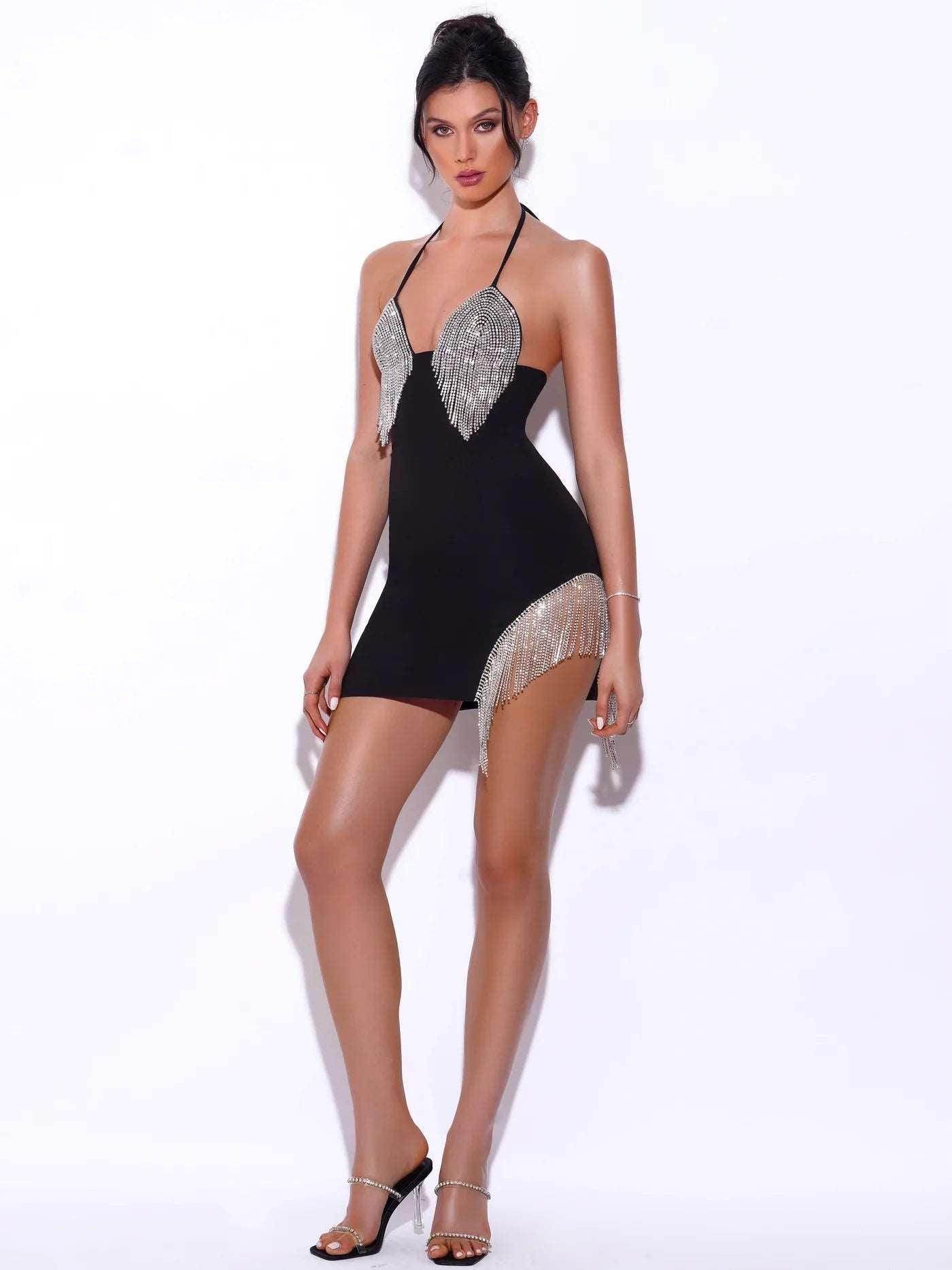 Brisha bandage Crystal Fringe dress - REBECATHELABEL