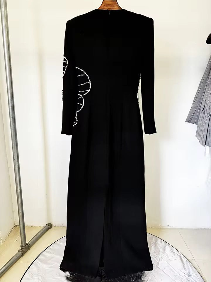 Diamonds Beaded Crystal Long Maxi Dress