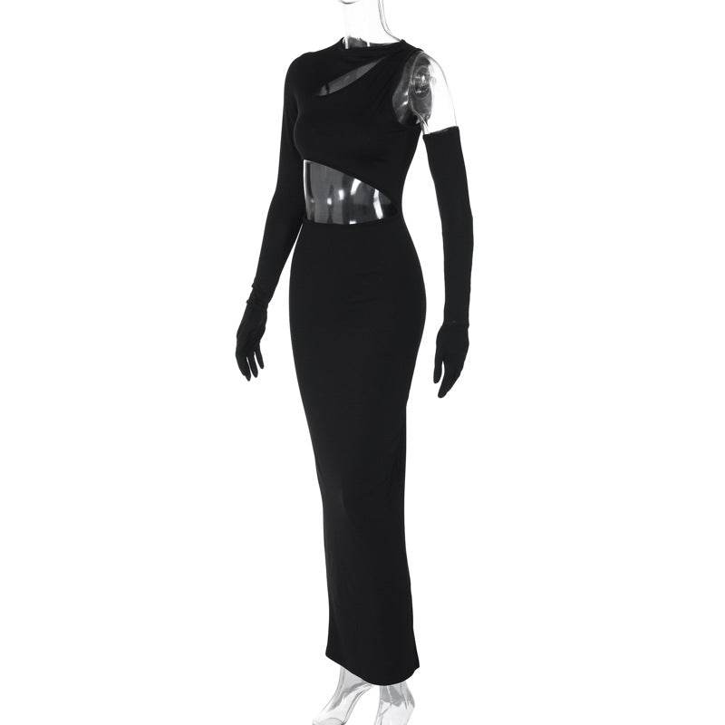 Cutout Slim Fit round Neck Long Sleeves Dress - REBECATHELABEL