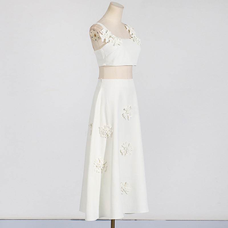 Classic Blossom Skirt Set White - REBECATHELABEL