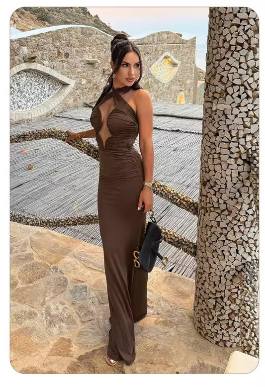 Halter Neck Cut-Out Maxi Dress