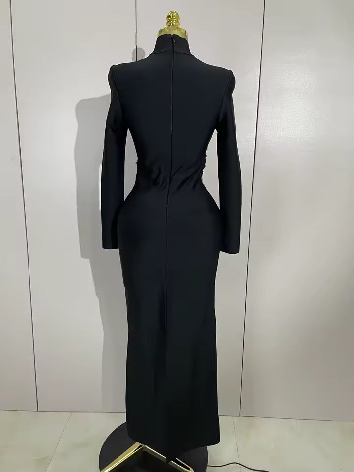 Sparkly Diamonds Long Sleeves Bodycon Long Bandage Dress