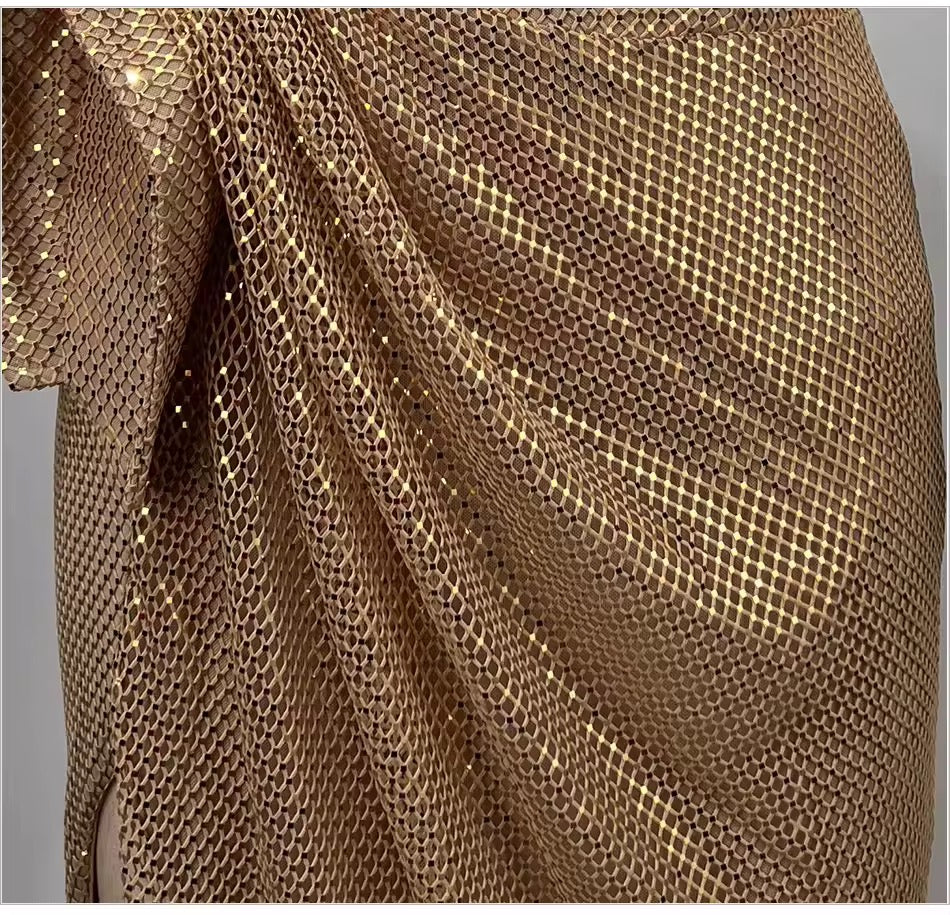 Tube Top Beaded Slim Bag Hip Split Sequined Party Dinner Evening Dress