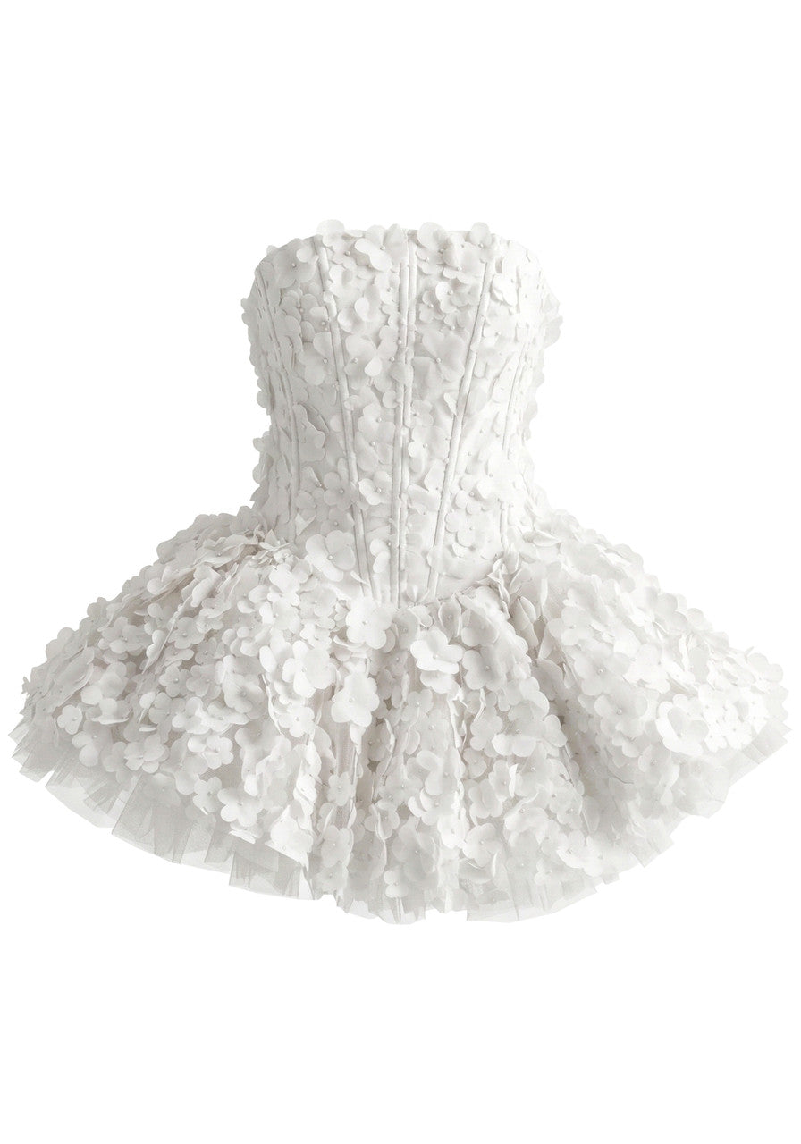 Petal A Line Corset Dress White