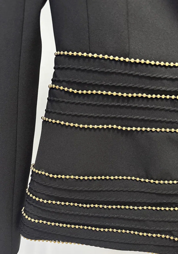 Embellished Trim Suit Black