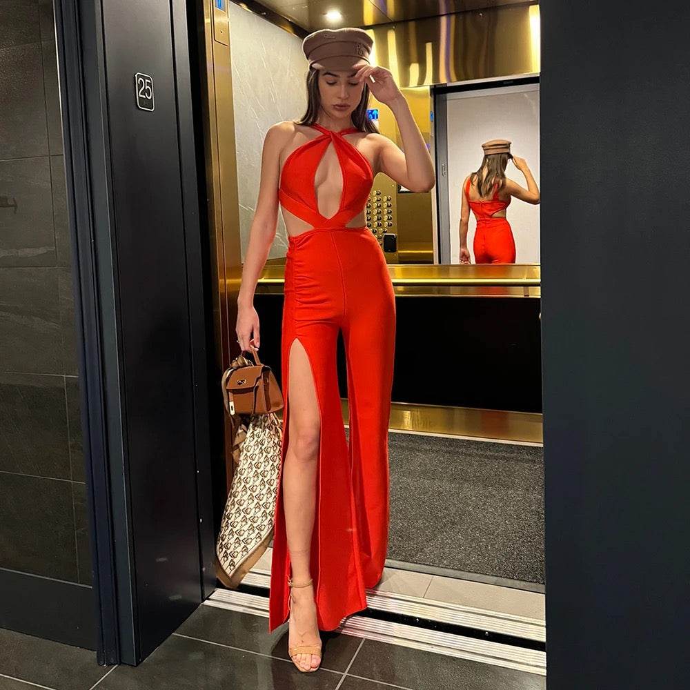 Bodycon Elegant Hollow Back Strap jumpsuit - REBECATHELABEL