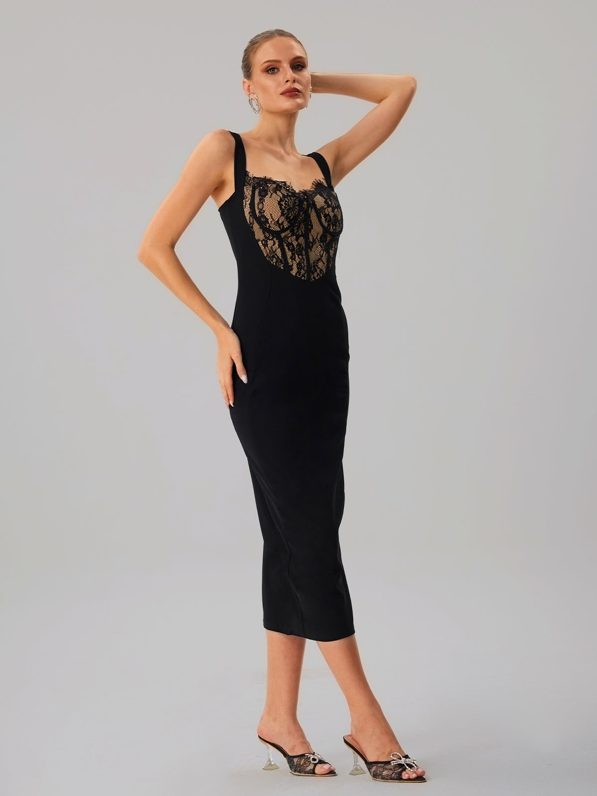 Sleeveless Lace Midi Dress