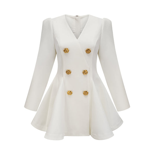 peplum-hem blazer dress in White