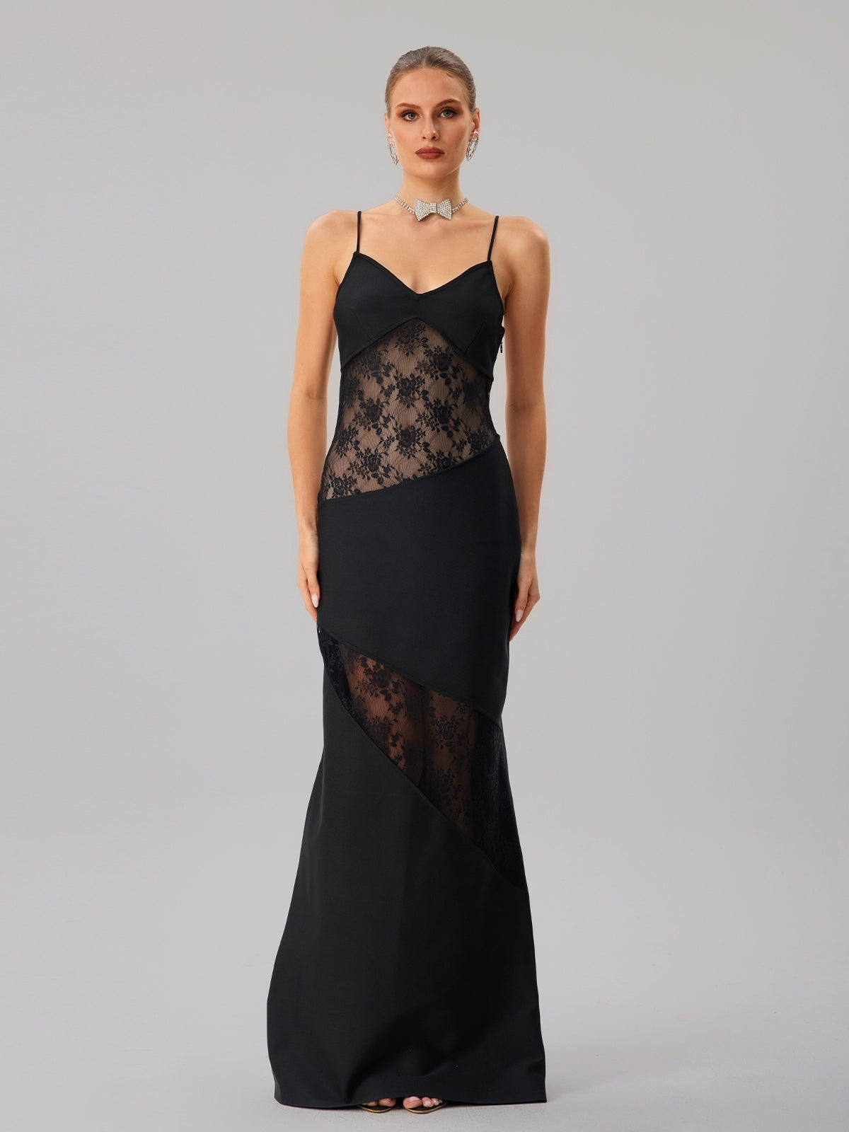 Spaghetti Embroidered Bandage Maxi Dress