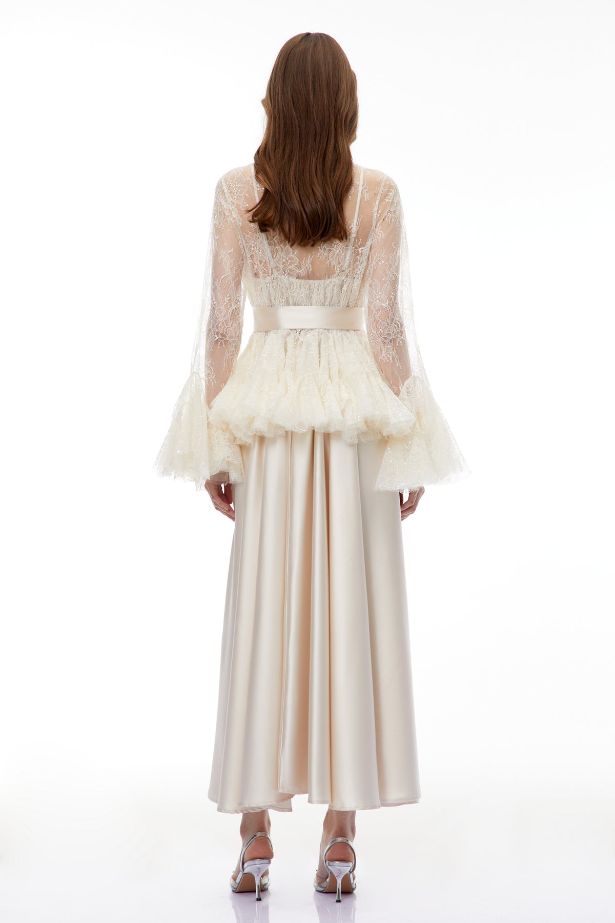 Neutral Semi-Sheer Blouse & Dress Set