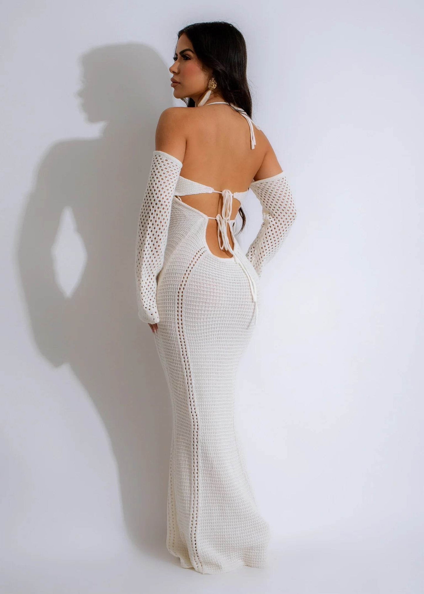 Crochet Maxi Dress White - REBECATHELABEL