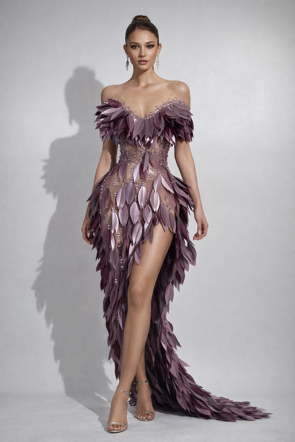 Sequins Diamonds Mesh Asymmetric Dress