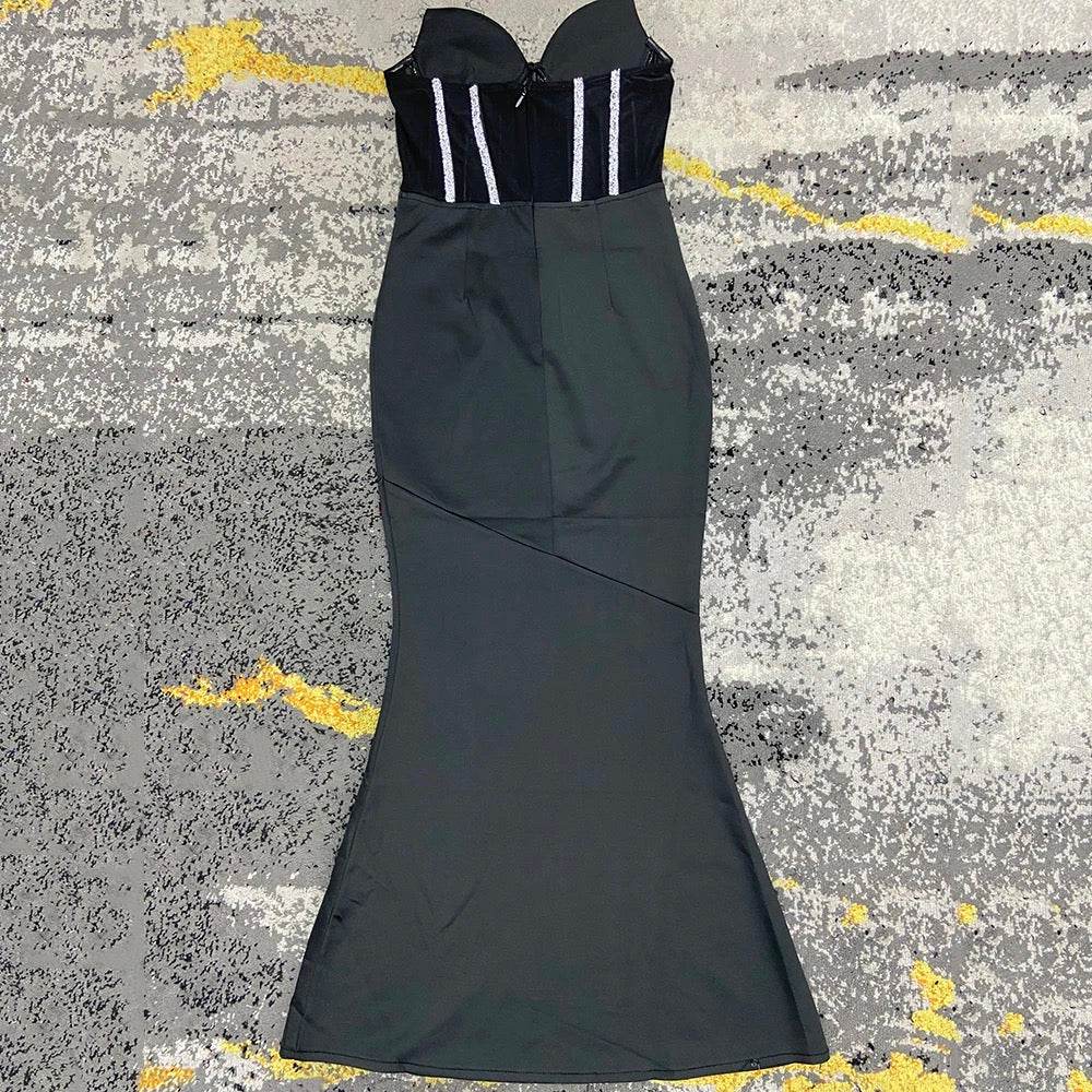 Strapless Sparkling Diamond Mermaid Long dress - REBECATHELABEL