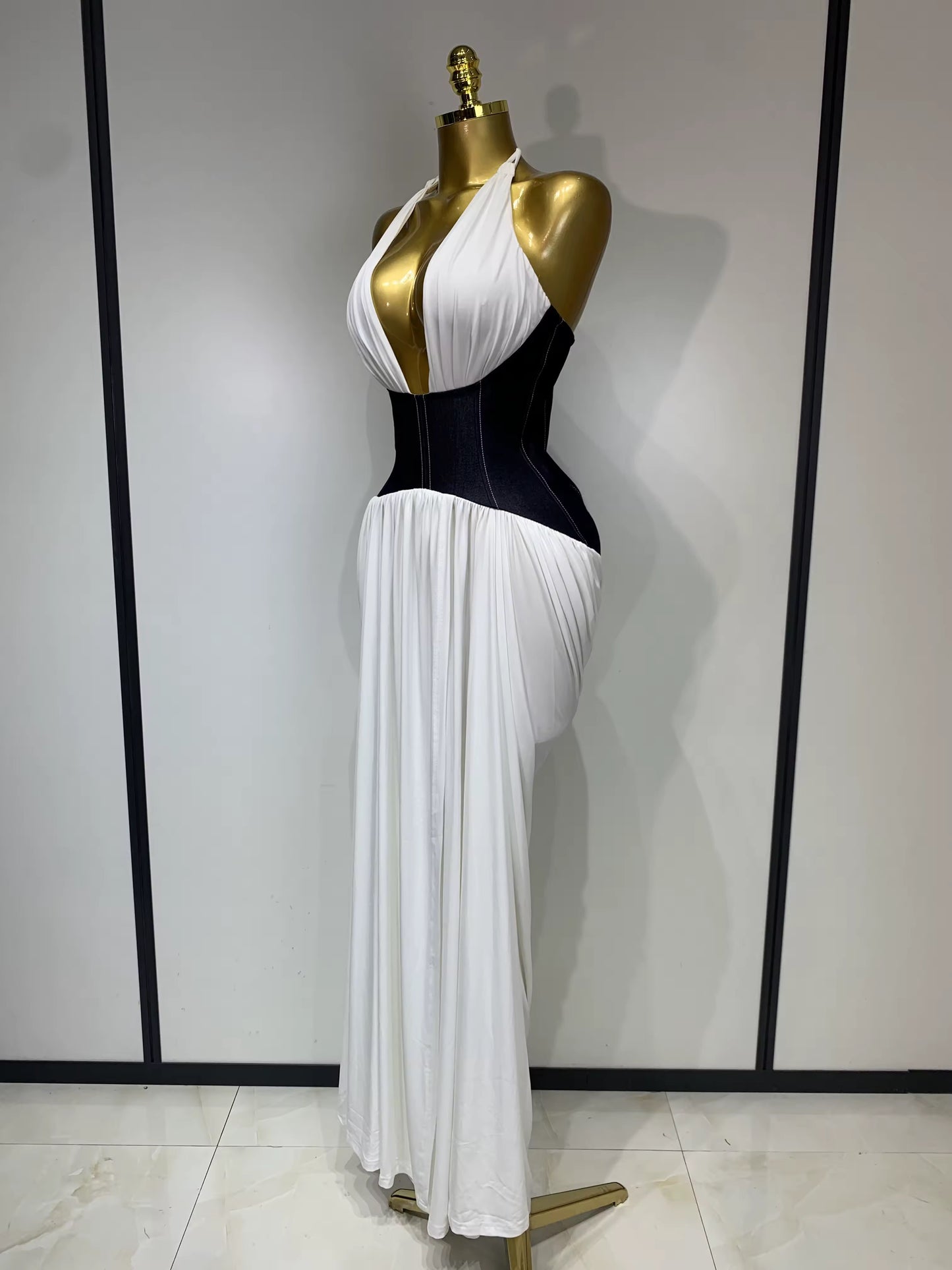 Backless Halter Front Slit Maxi Long Dress