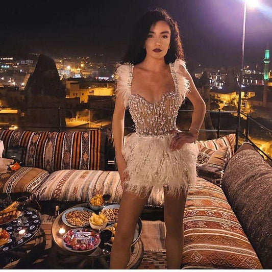 Cails feather dress - REBECATHELABEL