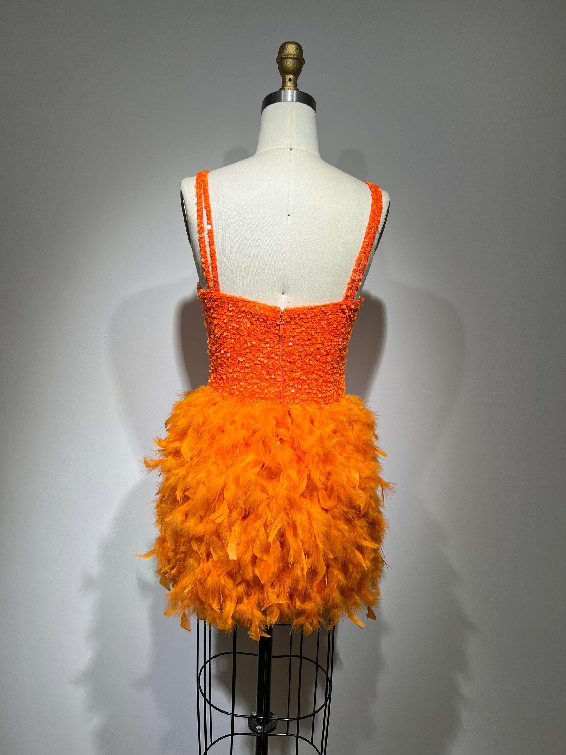 Cameli Sequin Feather Mini Dress - REBECATHELABEL