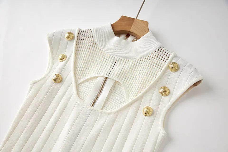 Cami Wrap Arm Knitted Round Neck Dress - REBECATHELABEL