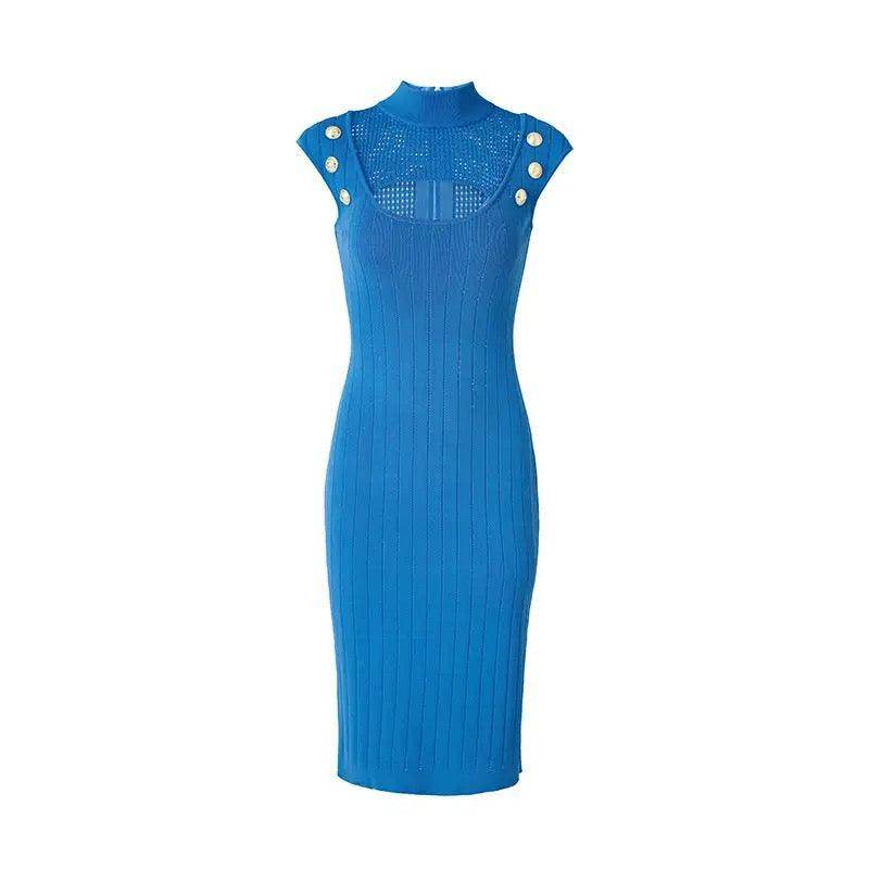 Cami Wrap Arm Knitted Round Neck Dress - REBECATHELABEL