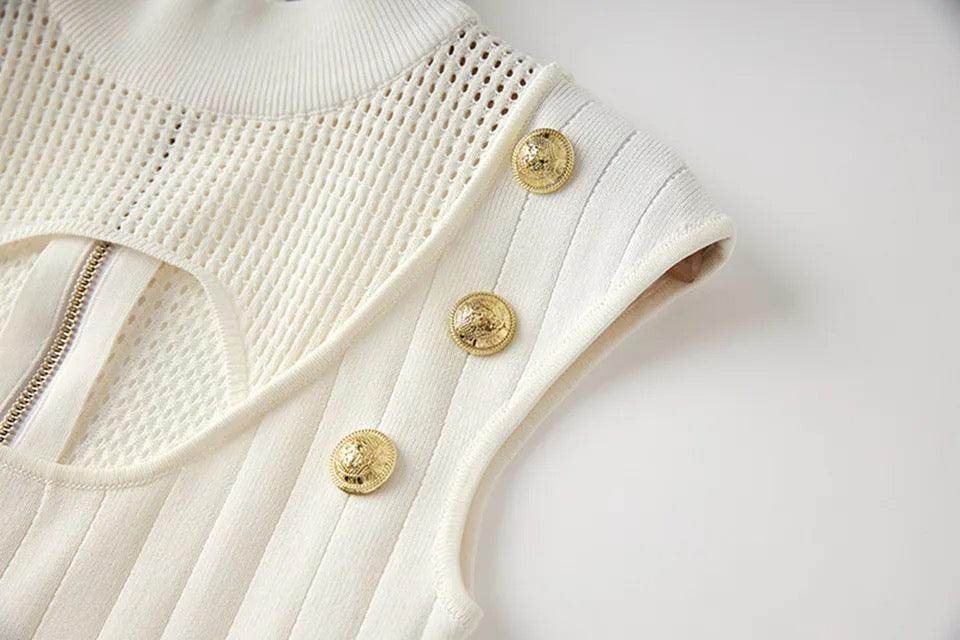 Cami Wrap Arm Knitted Round Neck Dress - REBECATHELABEL