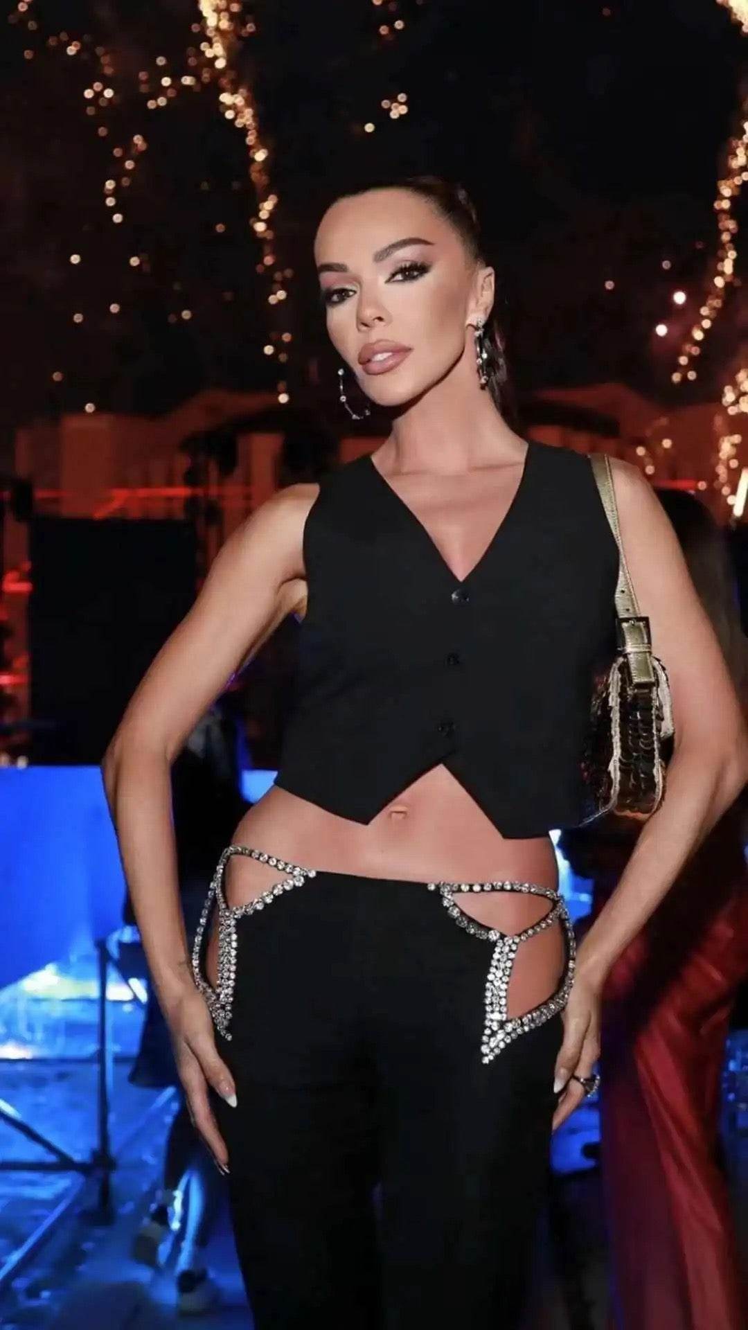 Camille rhinestone pant set - REBECATHELABEL