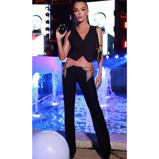 Camille rhinestone pant set - REBECATHELABEL