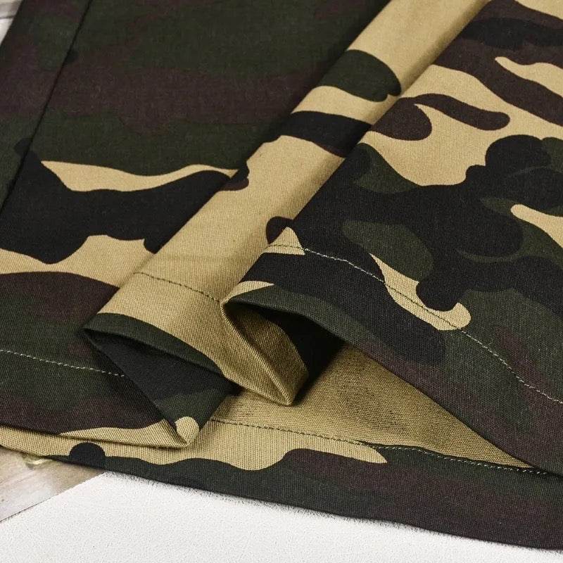 Cargo Style Patchwork Camouflage Flare Pants with Belt set - REBECATHELABEL