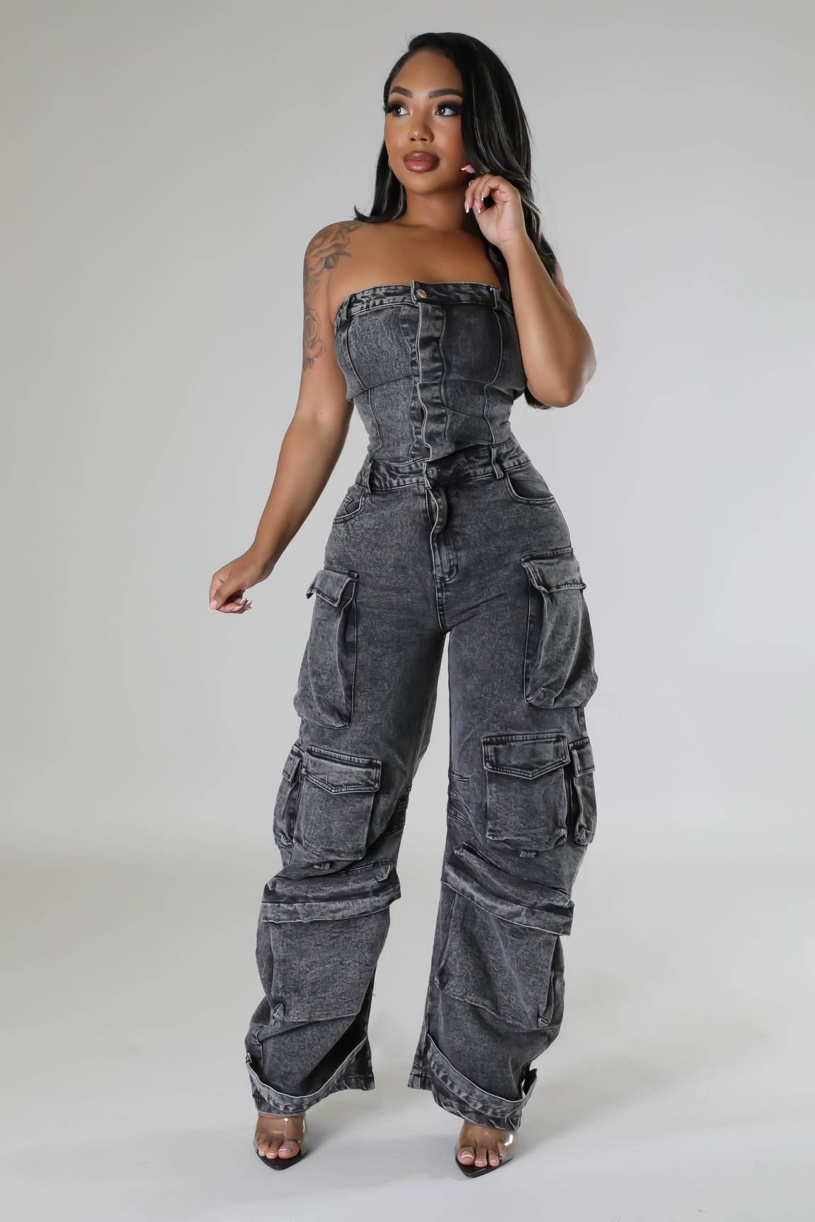 Claiming You Denim Jumpsuit - REBECATHELABEL