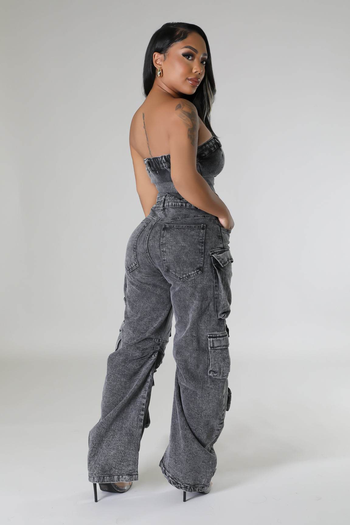 Claiming You Denim Jumpsuit - REBECATHELABEL