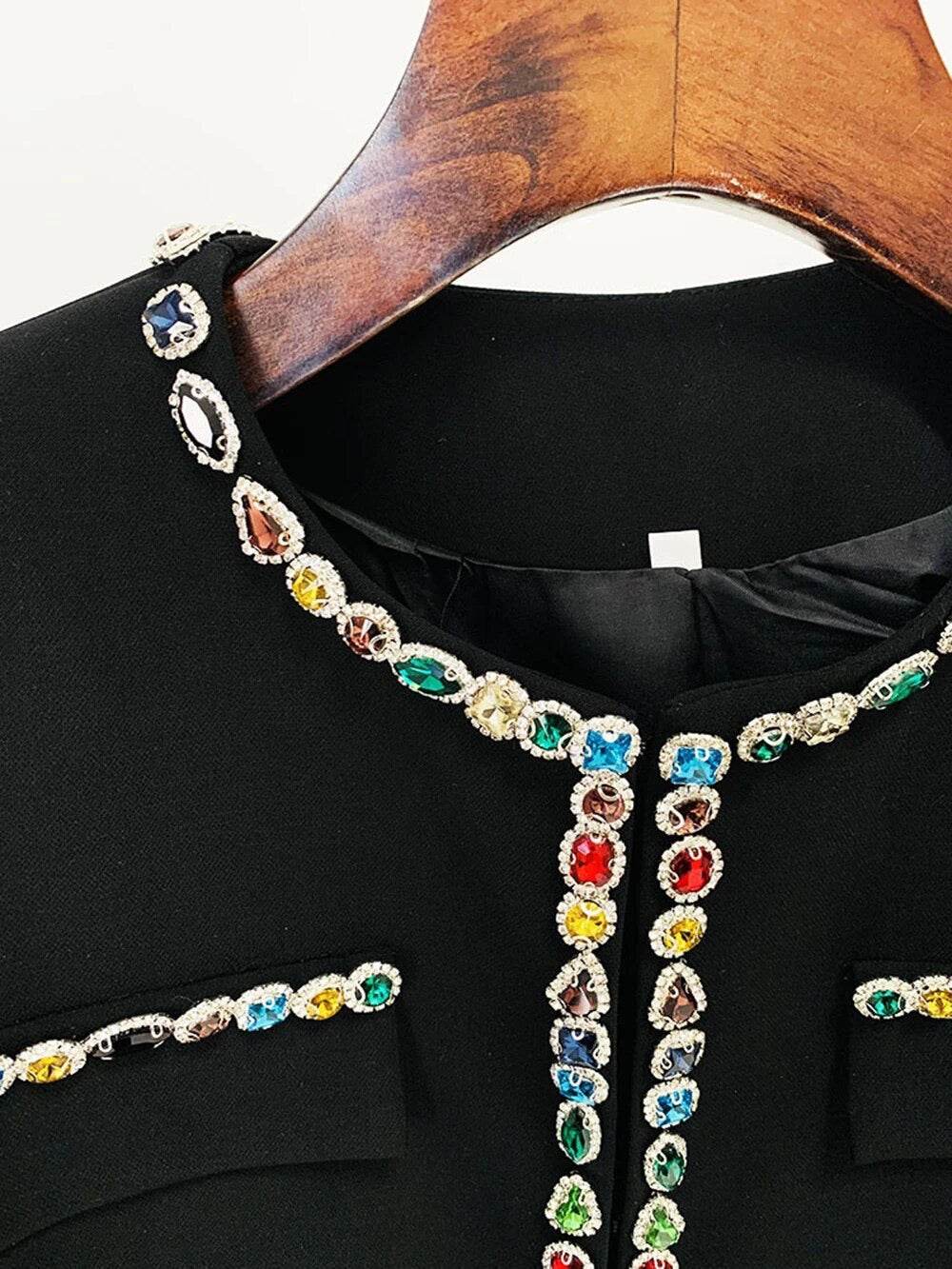 Colorful Diamond Bead Skirt Short Top Set - REBECATHELABEL