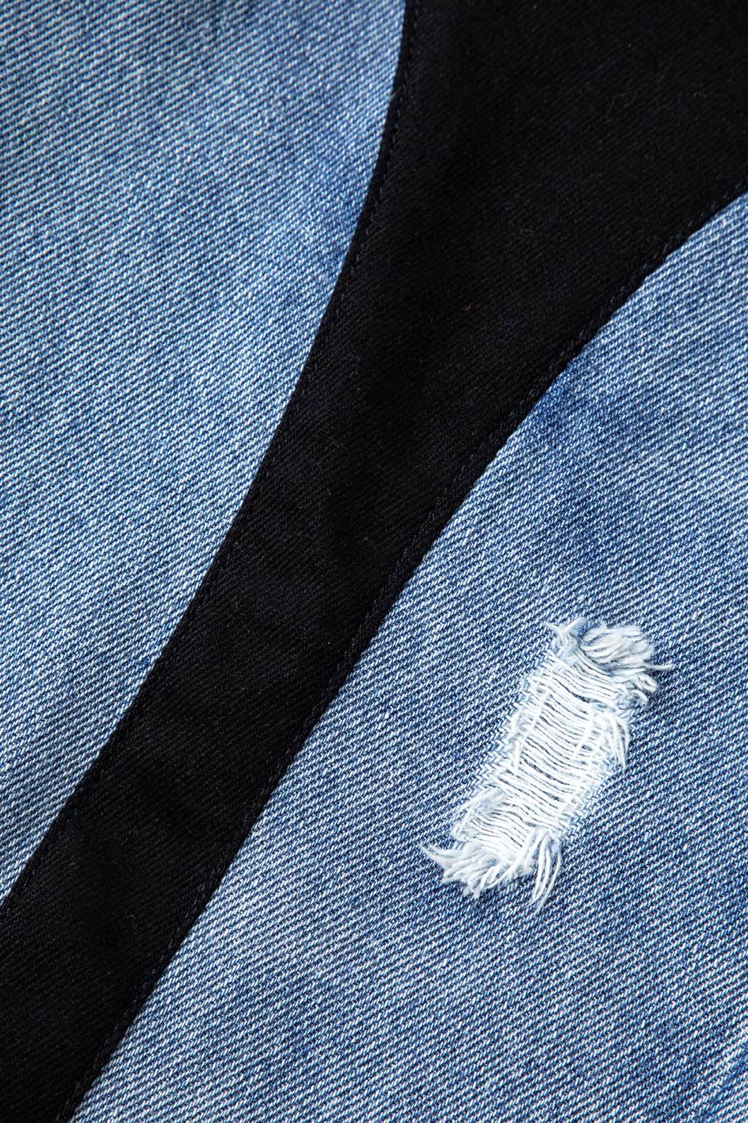 Contrast Panel Straight Jeans - REBECATHELABEL