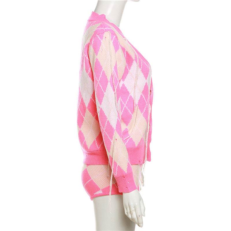 Contrast Tassel Coat High Waist Slim Shorts Set - REBECATHELABEL