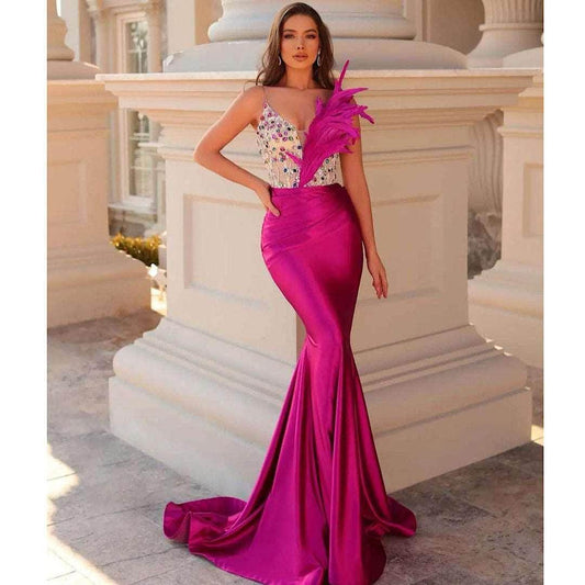 Corset Dress With Stones and Feathers - REBECATHELABEL